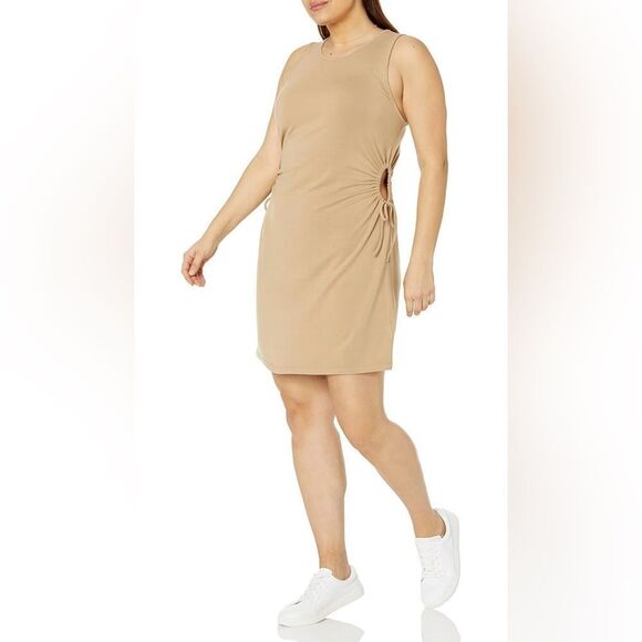 Women’s London Fitted Cutout Ruched Mini Dress In Tan Size XXL NWT - Picture 4 of 6